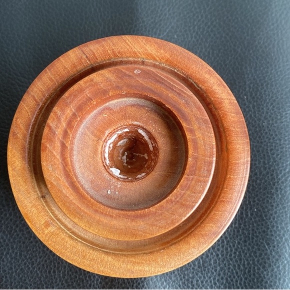 Vintage hand crafted wood candle holder rustic farmhouse cottagecore neutral - Picture 3 of 6